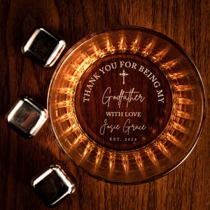 Custom Father&#39;s Day Gifts for Godfather - Personalized Godfather Gift on Rock Glass - Whiskey Glass Gifts from Goddaughter