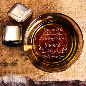 Custom Anniversary Gifts for Fiancé - Engraved Christmas Whiskey Glass Gifts for Husband-To-Be