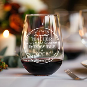 Custom Teacher Retirement Wine Glass - Personalized Appreciation Teacher Leaving Gifts