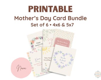 Nana Mother’s Day Card Bundle, Printable Greeting Cards Set of 6