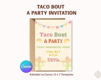 Taco Bout A Party Invitation, Fiesta Canva Template (5x7)