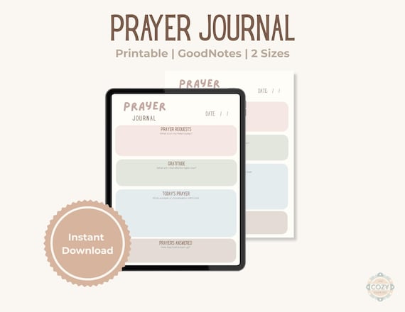 Prayer Journal Printable | Christian Prayer Journal Page | A5 & Letter Faith Journal Insert