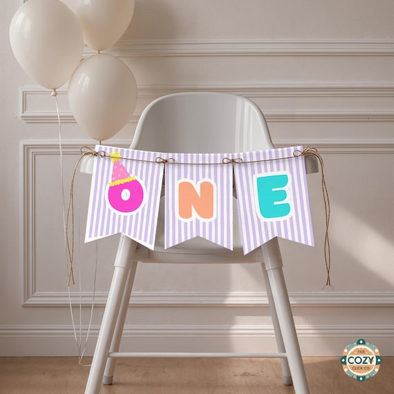 First Birthday Banner, It’s Fun to Be One Printable High Chair Banner