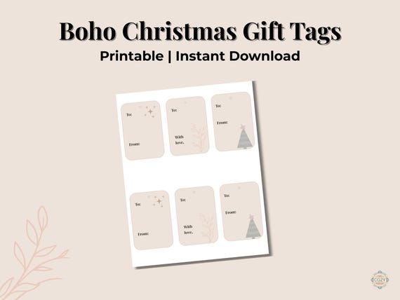 Printable Christmas Gift Tags | Boho Neutral Holiday Tags | Instant Download