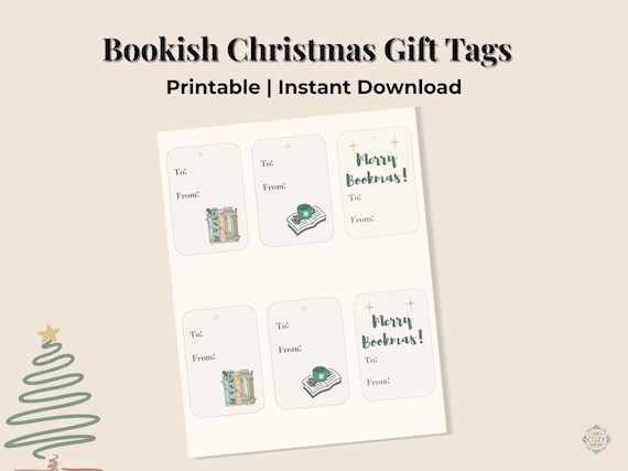 Printable Christmas Gift Tags | Bookish Gift | Instant Download