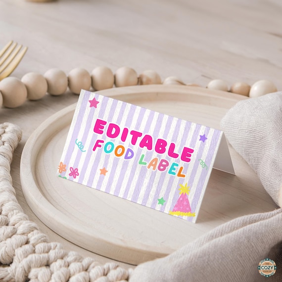 First Birthday Food Labels, It’s Fun to Be One Editable Tent Cards