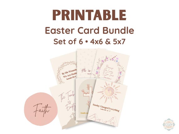 Christian Easter Printable Cards – He Is Risen Bible Verse Set (Digital Download)
