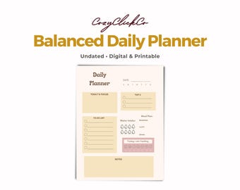 Undated Daily Planner Printable | Minimalist Schedule & To-Do List PDF