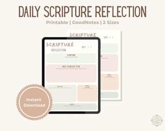Daily Scripture Reflection Printable | Christian Devotional Journal Page | A5 & Letter Bible Study Page