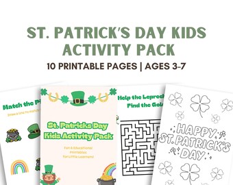 St. Patrick's Day Kids Activity Pack, Coloring Pages, Maze (Printable PDF)