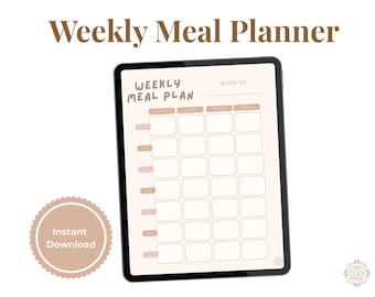 Planificador de comidas semanal imprimible / Plantilla minimalista de planificación de alimentos / Organizador para desayuno, almuerzo, cena y refrigerios / PDF neutro y acogedor