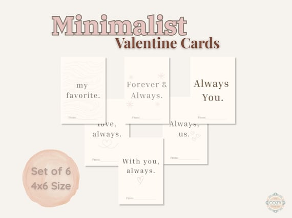 Minimalist Valentine Cards 4x6 Printable | Neutral Modern Love Cards | Digital Download