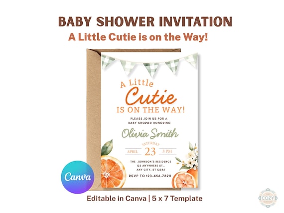Citrus Baby Shower Invitation: Editable Orange Theme (Digital Download)