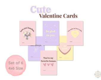 Pastel Valentine Cards 4x6 Printable |  Love Cards | Digital Download