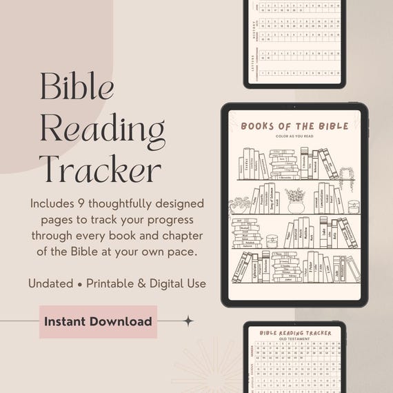 Bible Reading Tracker Printable | Scripture Study Journal PDF
