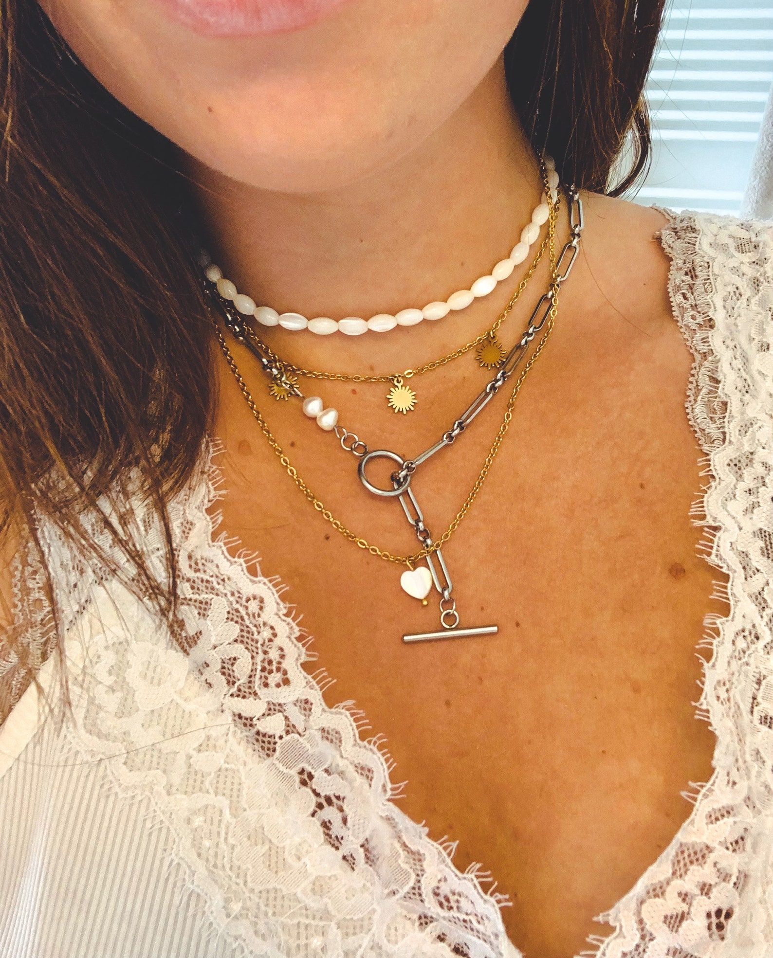 CLAIRE Necklace Silver necklace with gag closure and pearl Etsy