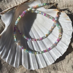 Colorful choker in pastel shades / colored necklace / pastel pink, pastel green, pastel blue / summer jewelry