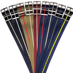 NATO® Single Pass Twill Nylon Center Stripes Watch strap Adjustable length Replacement Watch Band 20mm 22mm USA stock FREE Shipping