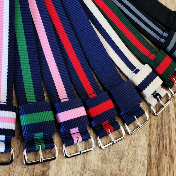 NATO® One Piece Single Pass Summer Nylon Raf Fashion Watch strap Watch Band Replacement Thick Strap 20mm 22mm Custom Cut Free Shipping