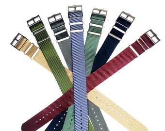 NATO® Single Pass Twill Nylon Solid Slants Watch strap Adjustable length Replacement Watch Band  20mm 22mm USA stock FREE Shipping