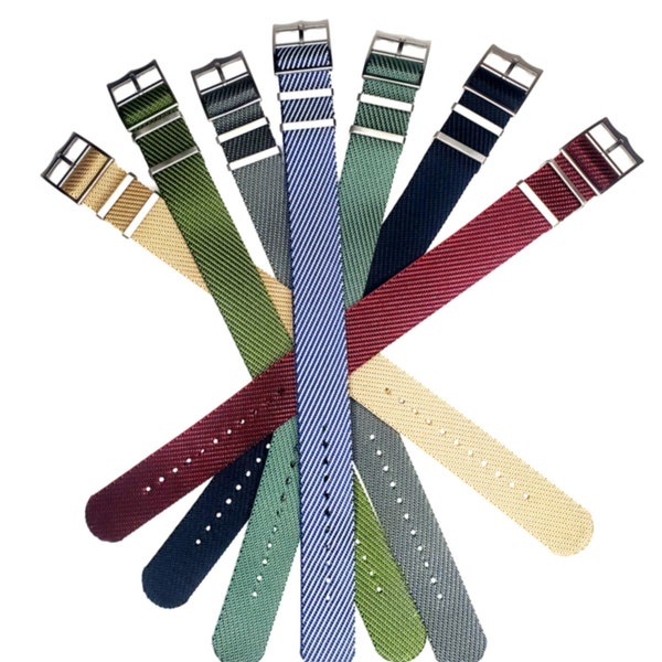 NATO® Single Pass Twill Nylon Solid Slants Watch strap Adjustable length Replacement Watch Band  20mm 22mm USA stock FREE Shipping