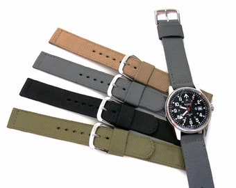 NATO® Two Piece Nylon WWII Ballistic Nylon Military Smart Watch Strap 2pc Combat band Olive Drab Grey Black Tan 16mm 18mm 20mm USA Stock