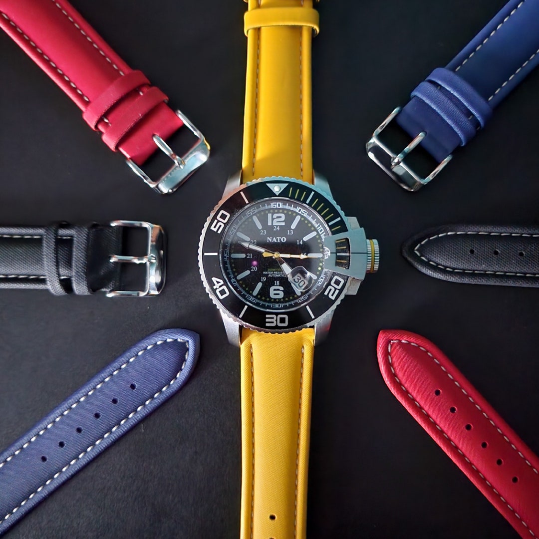 tonjett high quality multicolor nylon sailcloth watch... NATO® Sail Cloth Two Piece Summer Strap Water Resistant Nylon Watch ...