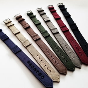 NATO® Canvas WWII 1pc Military watchband Vintage style strap Embroidered 16mm 18mm 20mm USA stock