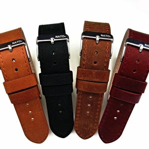 NATO® Leather 1pc Single Pass Raf Distressed Military Watch strap Watch Band Replacement Thick Strap 18mm 20mm 22mm USA stock FREE Shipping