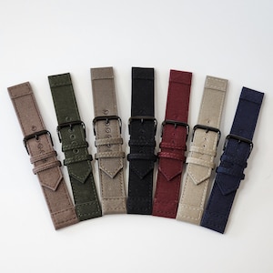 NATO® Canvas Sail Cloth Two Piece PVD Buckles Military Watchband Vintage style strap Embroidered Tongue Holes 22mm USA stock