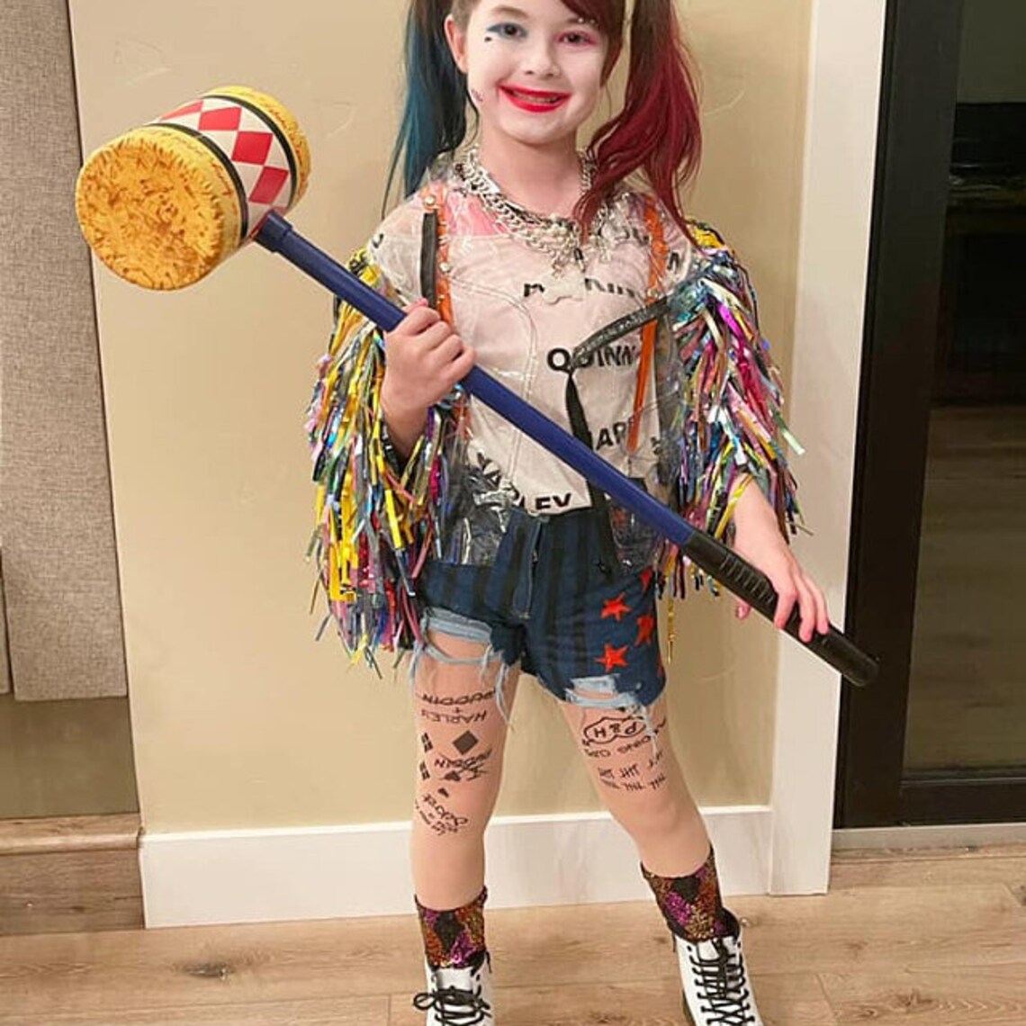 Kinder Harley quinn Birds of prey kostüm Konfettijacke