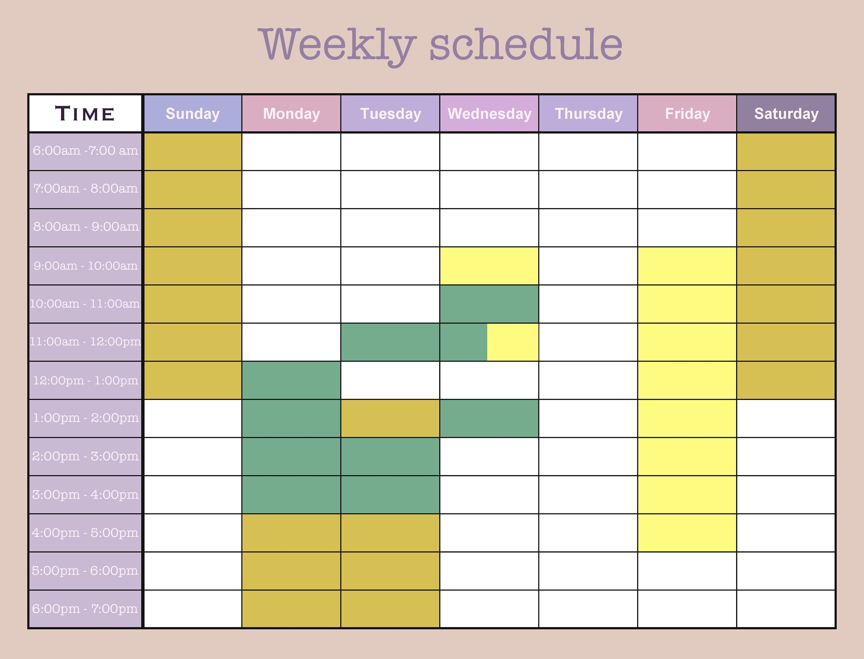Weekly Time Schedule - Etsy