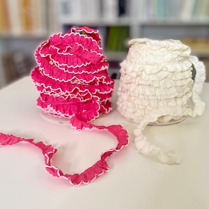 Crochet Bias Trim, Fuchsia or Cream