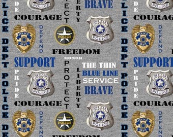Police Fabric, Quilting Fabric, First Responders