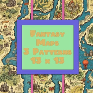 Fantasy Maps seamless pattern set