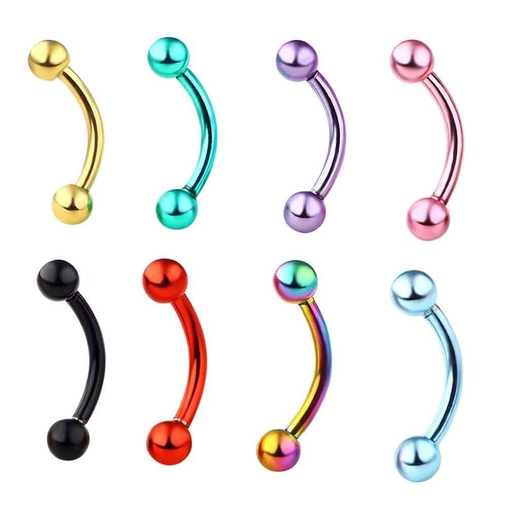 16G Colorful Curved Barbell 8 mm End Barbells Piercing Etsy