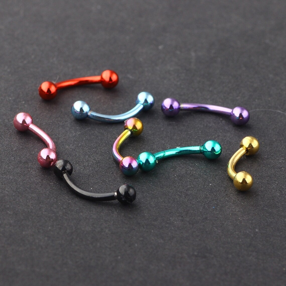 16G Colorful Curved Barbell 8 mm End Barbells Piercing Etsy