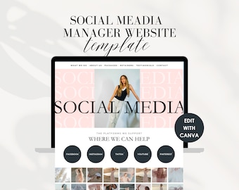 Social Media Manager Website, Canva Site Template, Digital Marketing Manager Website, Social Media Agency, Social Media Coach, Pink Design