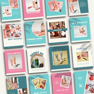 32 Instagram Post Templates for Small Businesses Ecommerce Online Stores | Minimalist Modern | Branding Marketing | Social Media Templates