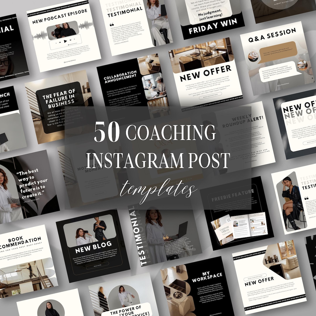 50 Coaching Instagram Post Templates, Life Coach Canva Templates ...