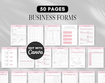 Business Forms Bundle, Order Forms, Canva Template, Printable, Editable, Inventory Tracker, Receipt, Finance Plan, Business Plan, Checklist