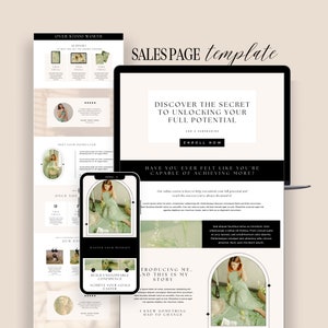 Canva Sales Page Template, Coaching Course Landing Page, Landing Page, Course Creator Sales Funnel Template, Editable Canva, Neutral