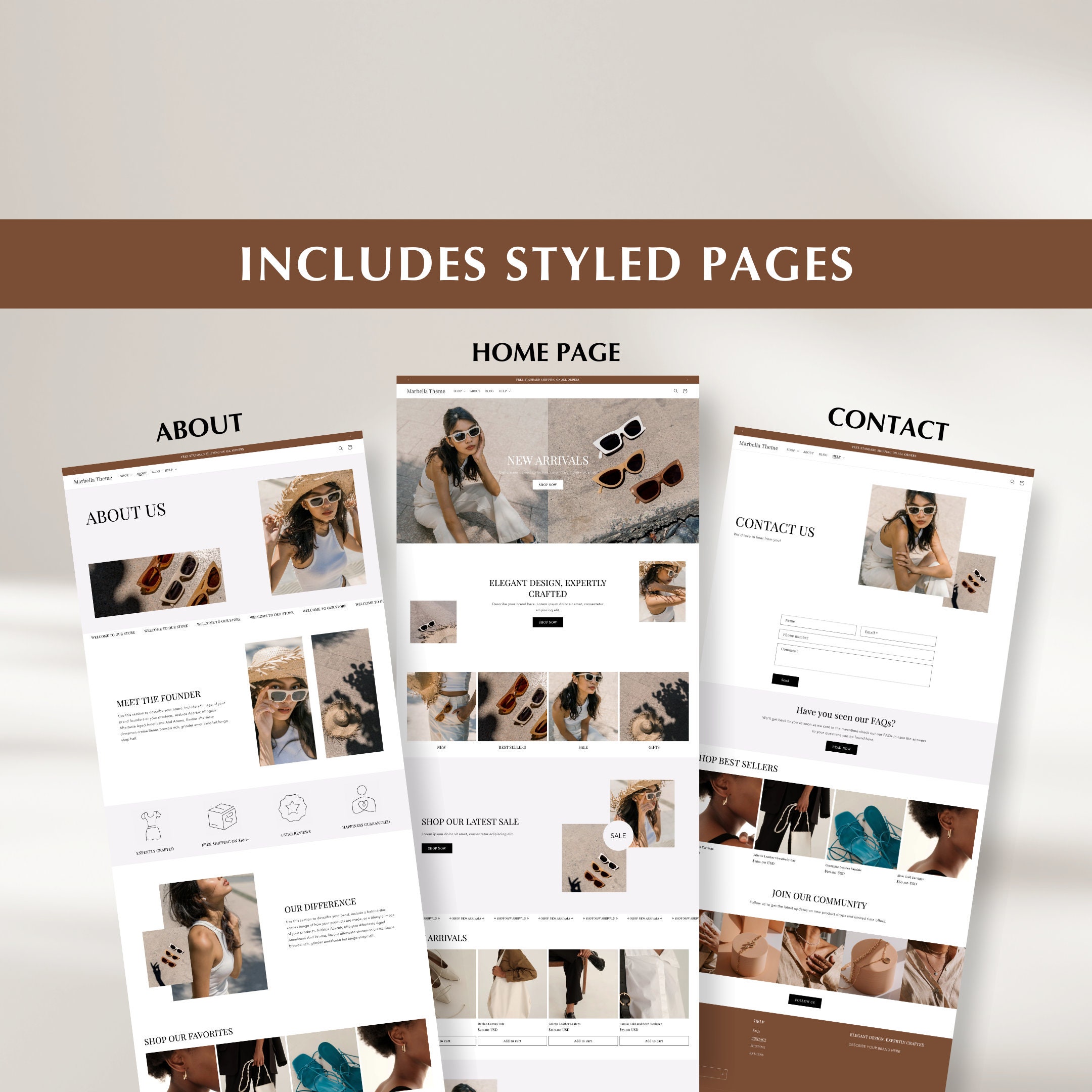 Shopify Theme Minimalist, Aesthetic Luxury Website Design, Elegant Boutique Store, Editable ...