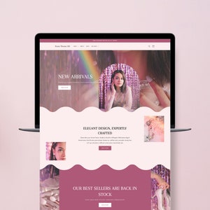 Shopify Theme Minimalist, Aesthetic Luxury Website Design, Elegant Boutique Store, Editable Canva Banners, Ecommerce Template, Pink