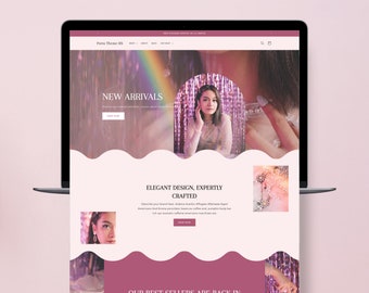 Tema de Shopify minimalista, diseño de sitio web de lujo estético, tienda boutique elegante, banners de Canva editables, plantilla de comercio electrónico, rosa