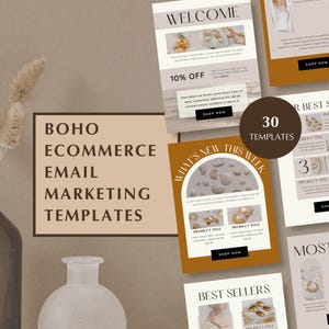 Boho Email Marketing Templates, Editable Canva Template For Fashion Jewelry, Mailchimp Newsletter Template, Email Sequence, Automation
