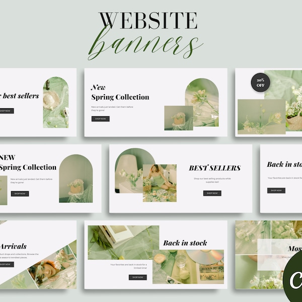 Website Banners, Editable Banners Shopify, DIY Website Banners, Website Banner Kit, Canva Template, Wix Banner, Slider Image, Website Header