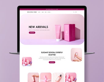 Tema de Shopify minimalista, diseño de sitio web de lujo estético, tienda boutique elegante, banners de Canva editables, plantilla de comercio electrónico, rosa