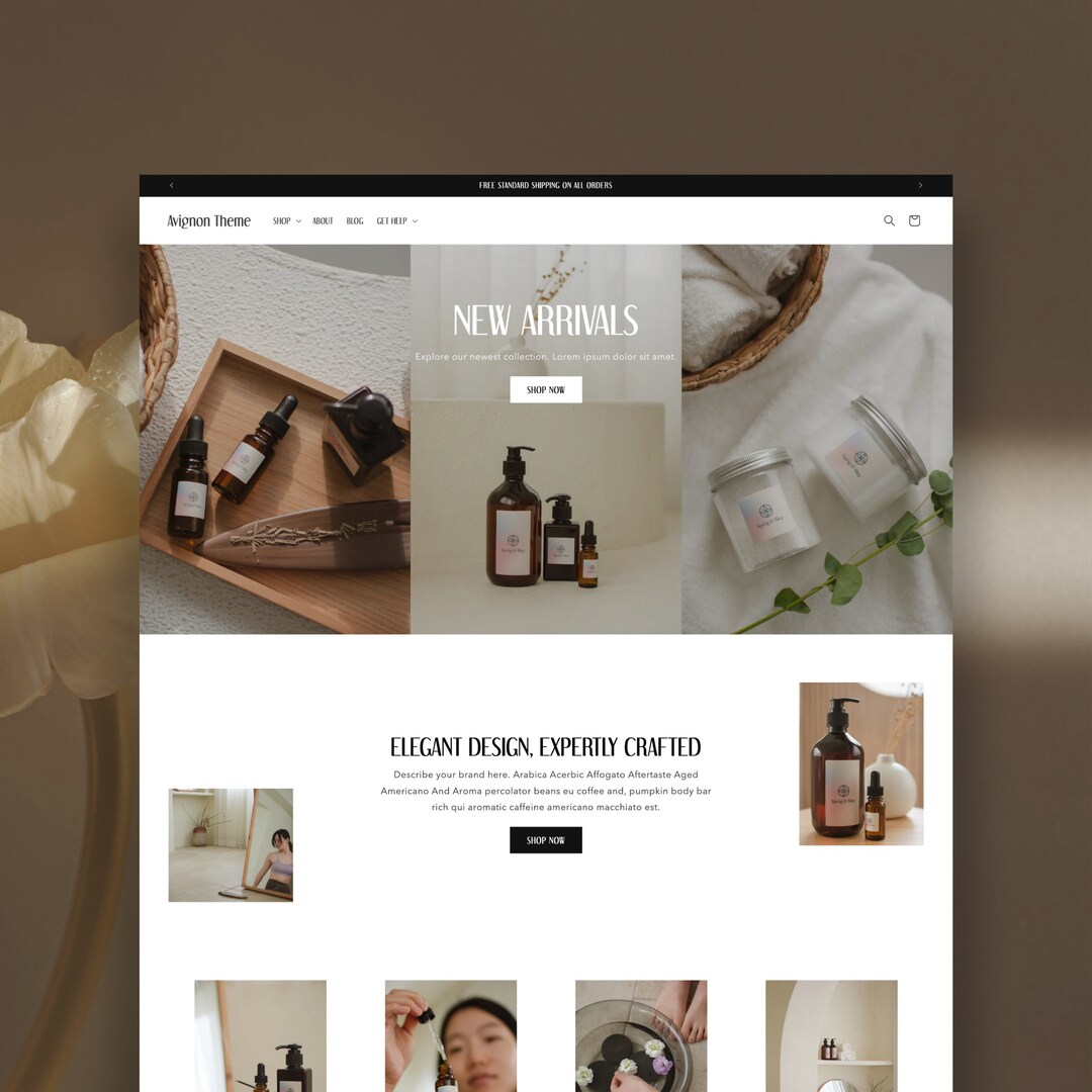 Shopify Theme Minimalist, Aesthetic Luxury Website Design, Elegant Boutique Store, Editable ...