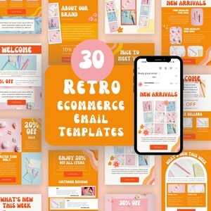 Retro Email Marketing Templates, Editable Canva Template For Fashion Jewelry, Mailchimp Newsletter Template, Email Sequence, Automation
